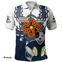 Amazing Aussie North Queensland Cowboys Aboriginal Inspired Naidoc Symbol Pattern Polo Shirt