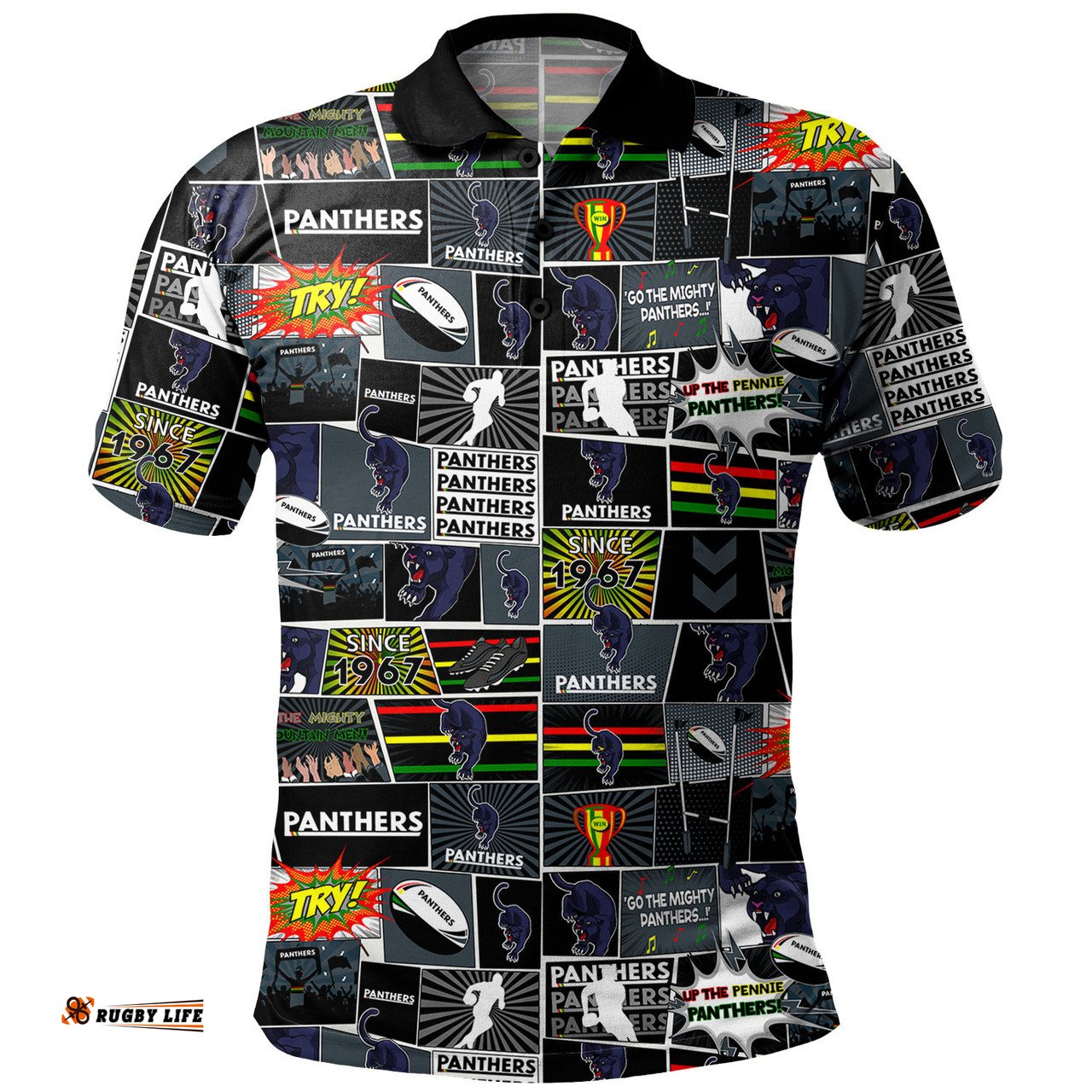 Amazing Aussie Penrith Panthers Team Of Us Die Hard Fan Supporters Comic Style Polo Shirt