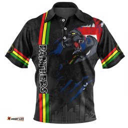 Amazing Aussie Penrith Panthers Happy Australia Day Flag Scratch Style Polo Shirt