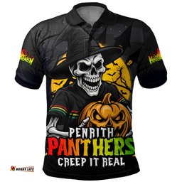 Amazing Aussie Penrith Panthers Dark Moon Rugby Halloween Battle Edition Polo Shirt