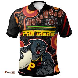 Amazing Aussie Penrith Panthers Custom Penrith Panthers Aboriginal Inspired with Ball Indigenous Style of Dot Painting Traditional Polo Shirt