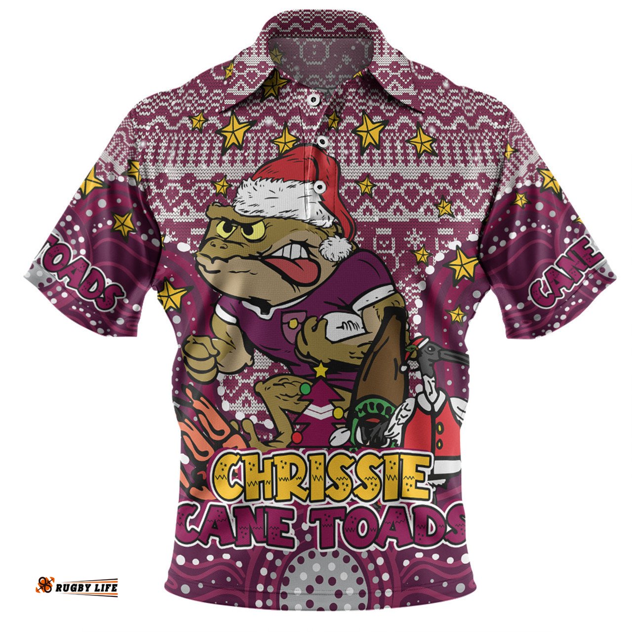 Amazing Aussie Queensland Cane Toads Christmas Custom Christmas Knit Patterns Vintage Jersey Ugly Polo Shirt