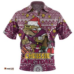 Amazing Aussie Queensland Cane Toads Christmas Custom Christmas Knit Patterns Vintage Jersey Ugly Polo Shirt