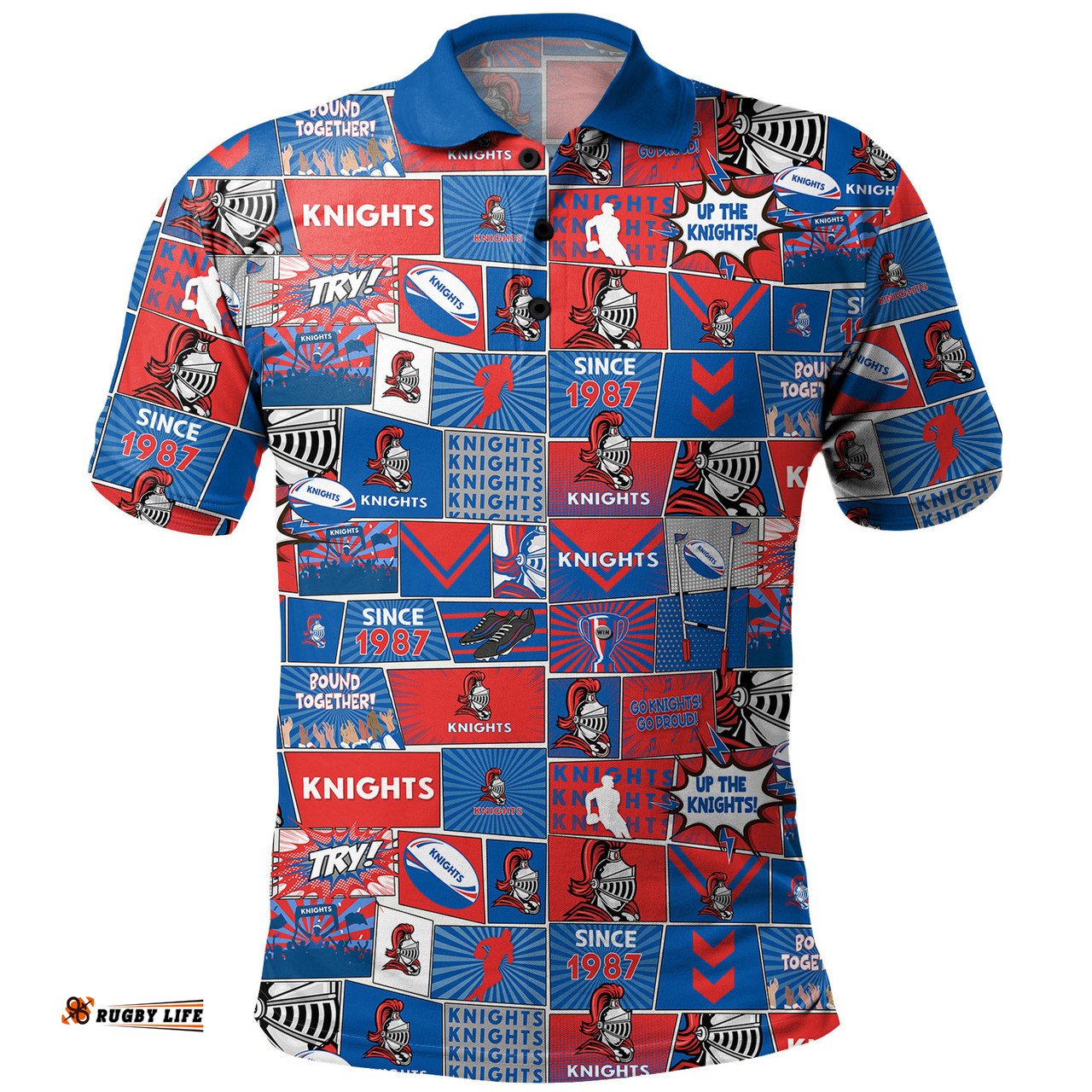Amazing Aussie Newcastle Knights Sport Team Of Us Die Hard Fan Supporters Comic Style Polo Shirt