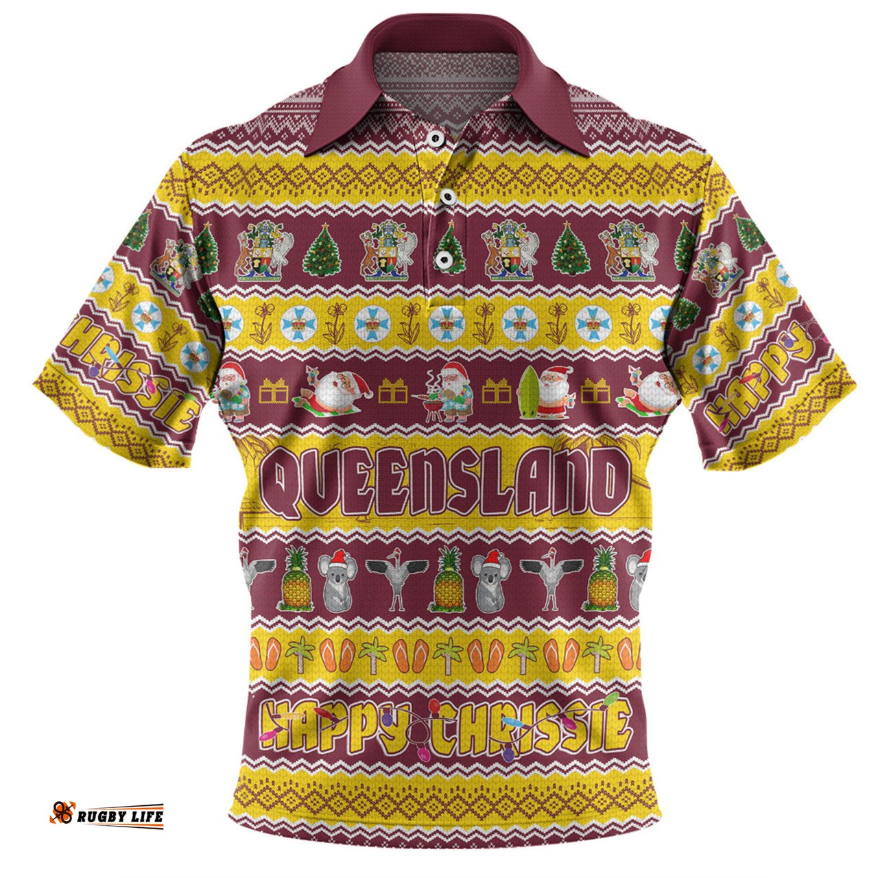 Amazing Aussie Queensland Christmas Custom Happy Chrissie Ugly Style Polo Shirt