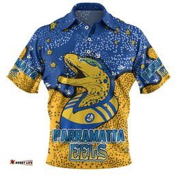 Amazing Aussie Parramatta Eels Custom Team With Dot And Star Patterns For Tough Fan Polo Shirt