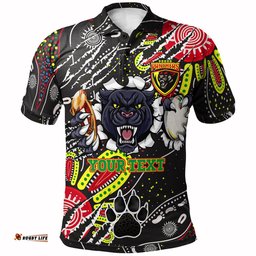 Amazing Aussie Penrith Panthers Custom Mighty Black The Proud Of Penrith Panthers Indigenous Scratch Polo Shirt