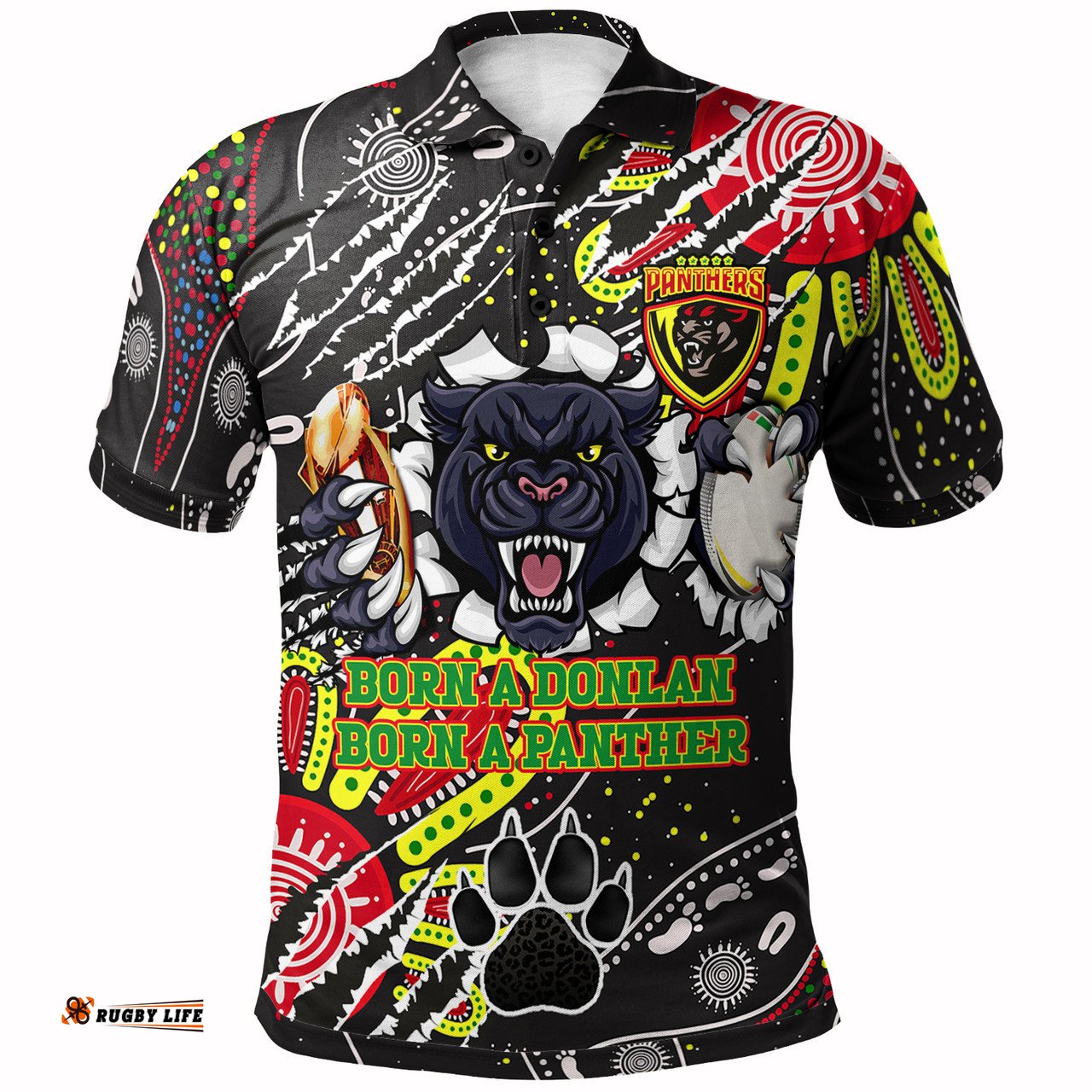 Amazing Aussie Penrith Panthers Custom Mighty Black The Proud Of Penrith Panthers Indigenous Scratch Polo Shirt