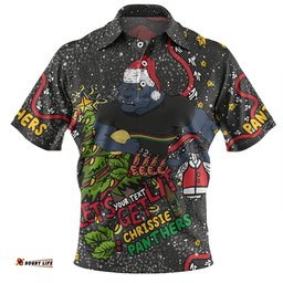 Amazing Aussie Penrith Panthers Christmas Custom Let's Get Lit Chrisse Pressie Polo Shirt