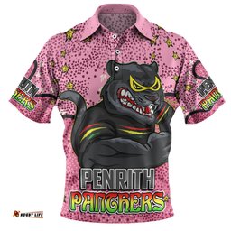 Amazing Aussie Penrith Panthers Custom Team With Dot And Star Patterns For Tough Fan Polo Shirt