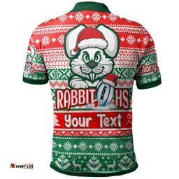 Amazing Aussie South Sydney Rabbitohs Custom Rabbitohs Glory, Glory! Knitted Christmas Polo Shirt
