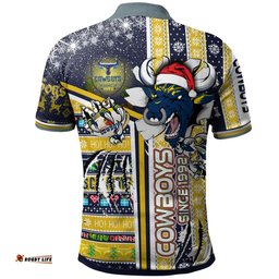 Amazing Aussie North Queensland Cowboys Christmas Custom Merry "Super North Queensland Cowboys" Christmas Scratch Ho Ho Ho Polo Shirt