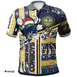 Amazing Aussie North Queensland Cowboys Christmas Custom Merry "Super North Queensland Cowboys" Christmas Scratch Ho Ho Ho Polo Shirt