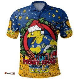 Amazing Aussie Parramatta Eels Christmas Custom Merry Christmas Our Beloved Team With Aboriginal Dot Art Pattern Polo Shirt