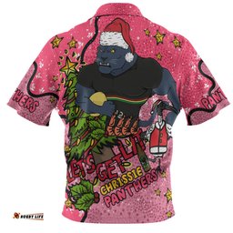 Amazing Aussie Penrith Panthers Christmas Custom Let's Get Lit Chrisse Pressie Pink Polo Shirt