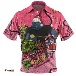 Amazing Aussie Penrith Panthers Christmas Custom Let's Get Lit Chrisse Pressie Pink Polo Shirt