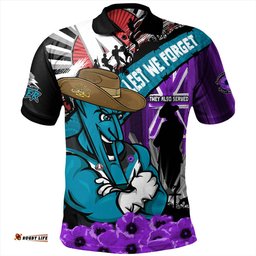 Amazing Aussie Port Adelaide ANZAC Day Honor Purple Valor And Spirit Polo Shirt