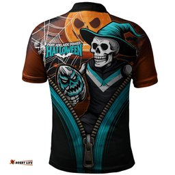 Amazing Aussie Port Adelaide Halloween Night Reaper Zipper Polo Shirt