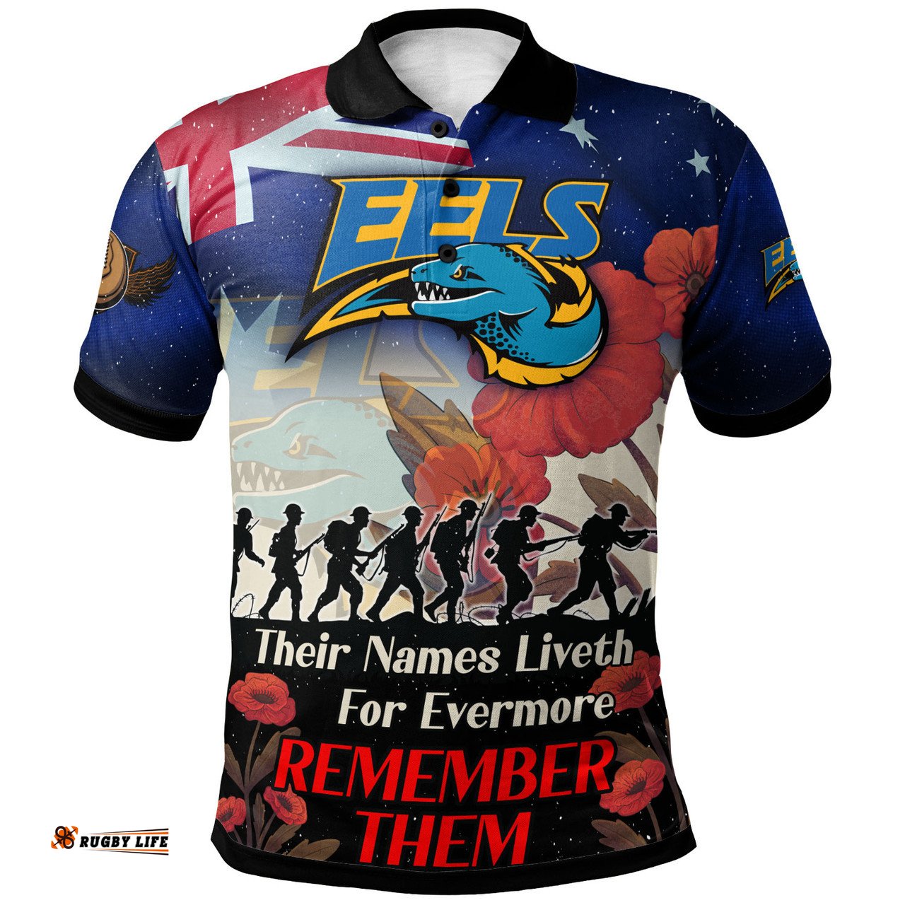 Amazing Aussie Parramatta Eels Custom Remember Them Red Poppy Flowers Polo Shirt