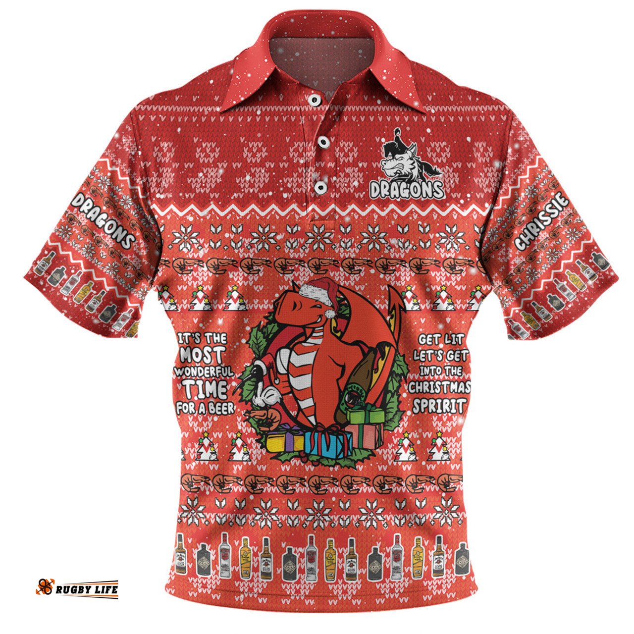 Amazing Aussie St. George Illawarra Dragons Christmas Custom Chrissie Spirit Polo Shirt