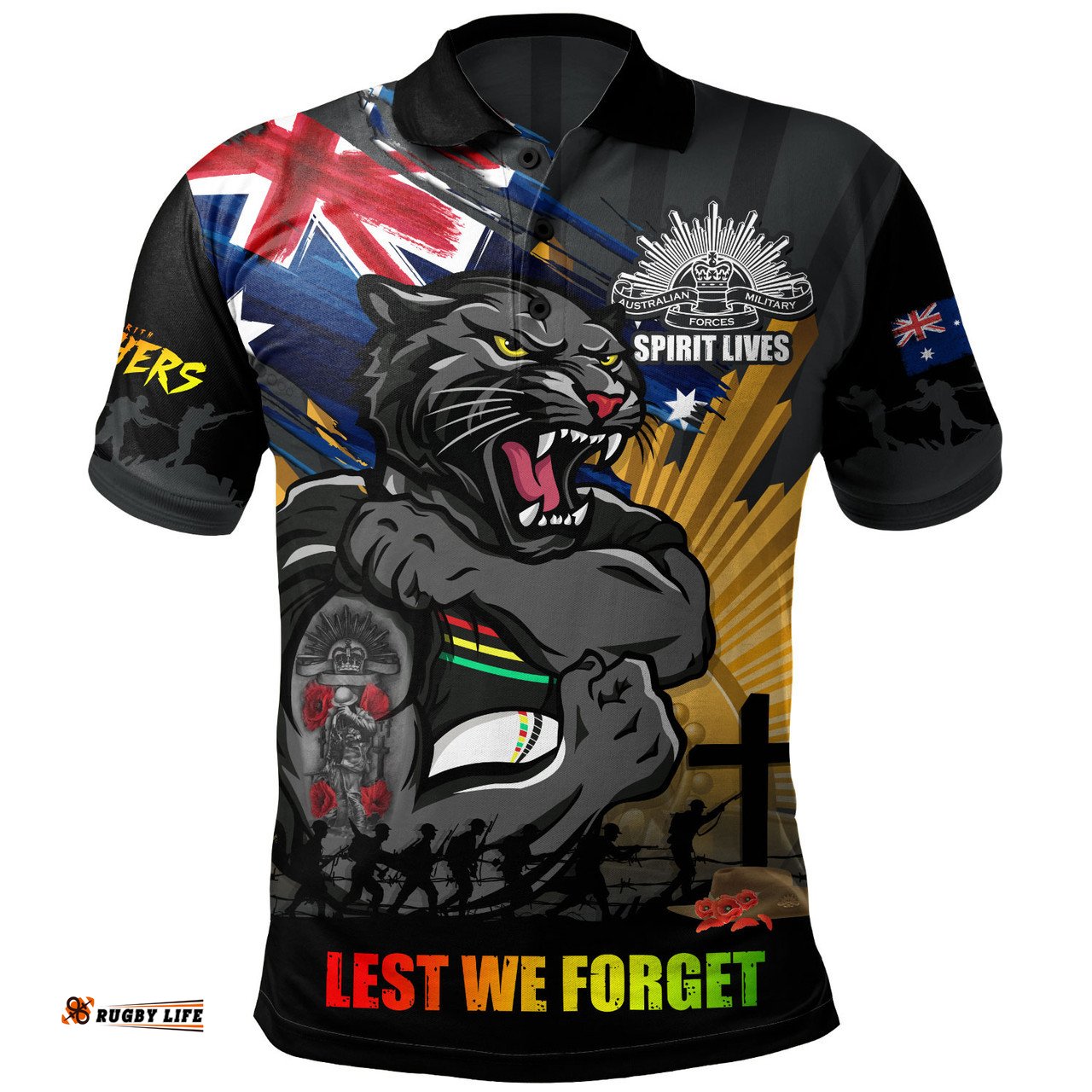 Amazing Aussie Penrith Panthers Fearless ANZAC Defender Polo Shirt