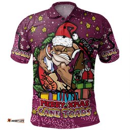 Amazing Aussie Queensland Cane Toads Christmas Custom Merry Christmas Our Beloved Team With Aboriginal Dot Art Pattern Polo Shirt