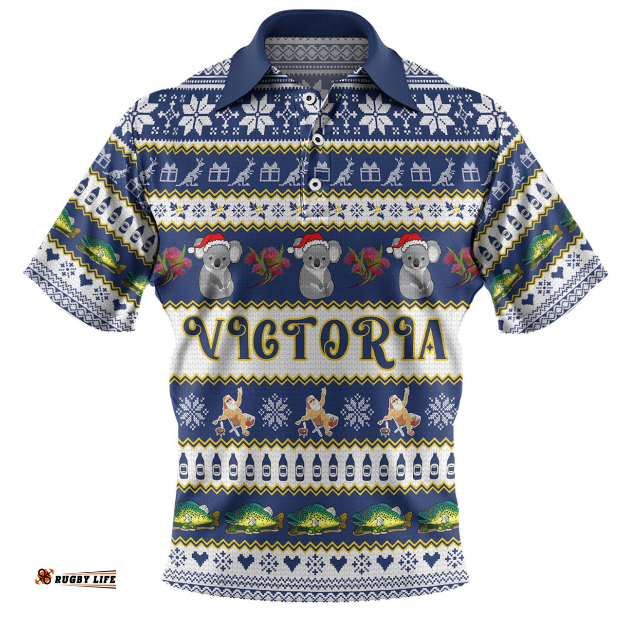 Amazing Aussie Victoria Big Things Christmas Custom Giant Koala And Murray Cod Polo Shirt