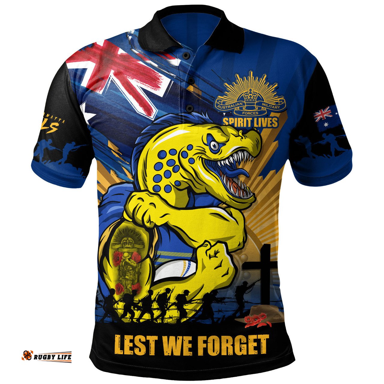 Amazing Aussie Parramatta Eels Fearless ANZAC Defender Polo Shirt