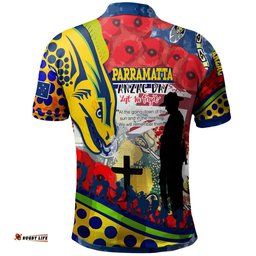 Amazing Aussie Parramatta Eels Anzac Watercolor Custom Parramatta Eels Anzac Day Commemoration Poppy Flower Polo Shirt