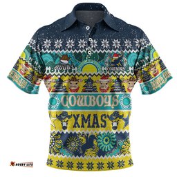 Amazing Aussie North Queensland Cowboys Christmas Aboriginal Custom Indigenous Knitted Ugly Xmas Style Polo Shirt