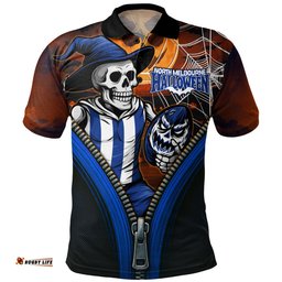 Amazing Aussie North Melbourne Halloween Night Reaper Zipper Polo Shirt
