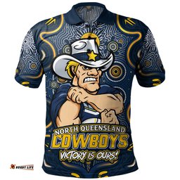 Amazing Aussie North Queensland Cowboys Aboriginal Pattern Inspired Victory Is Ours Polo Shirt