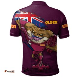 Amazing Aussie Queensland Maroons Custom For Die Hard Fan Australia Flag Scratch Style Polo Shirt