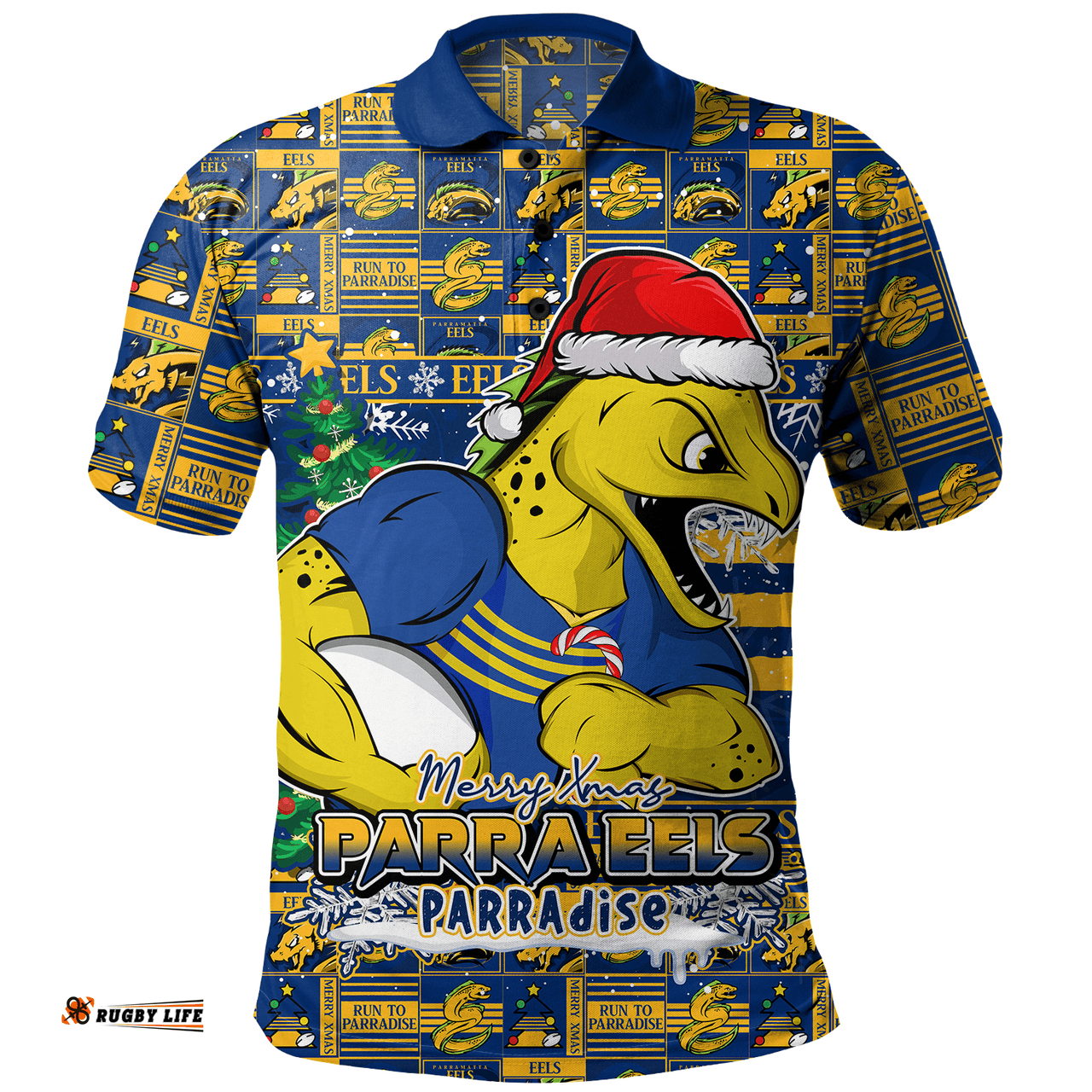 Amazing Aussie Parramatta Eels Merry Ugly Christmas Comic Style Polo Shirt