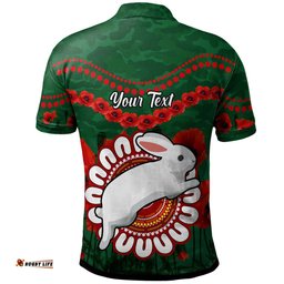 Amazing Aussie South Sydney Rabbitohs Custom Poppies Flower And Souths Polo Shirt