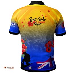 Amazing Aussie North Queensland Cowboys Custom North Queensland Cowboys Remembrance Day Lest We Forget Poppies Polo Shirt