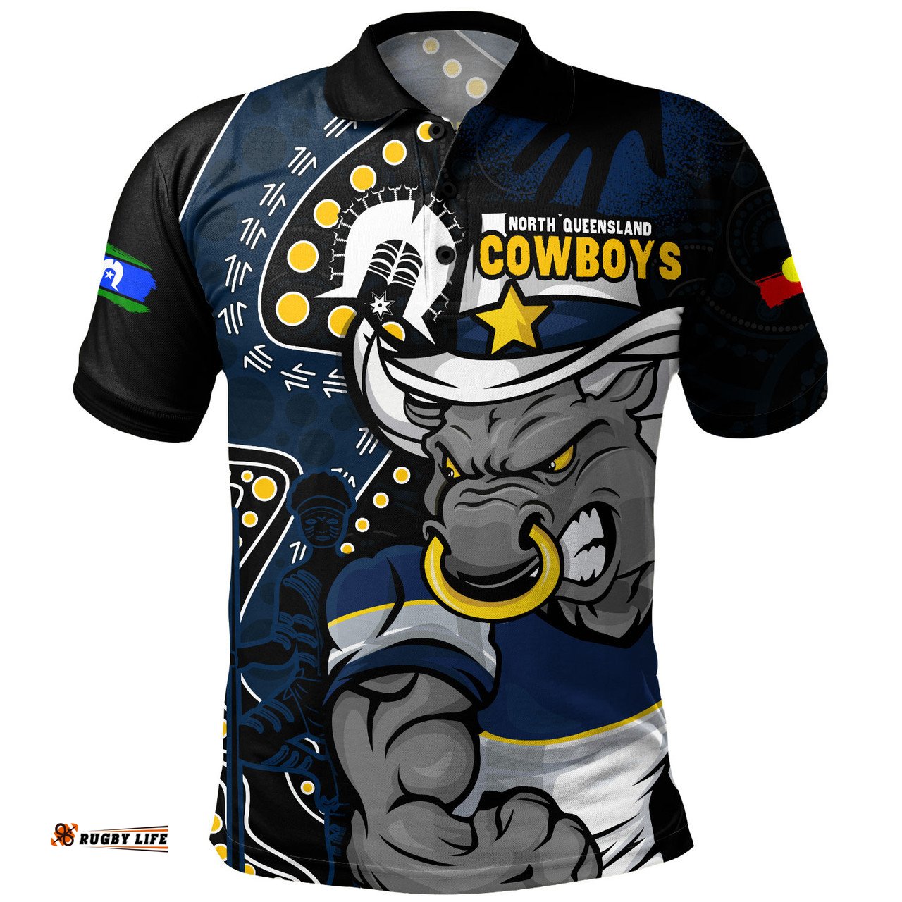 Amazing Aussie North Queensland Cowboys NAIDOC Indigenous Warrior Spirit Polo Shirt