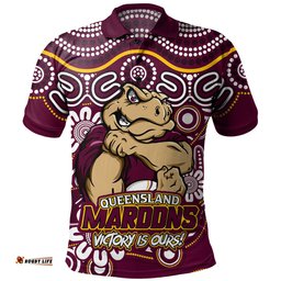 Amazing Aussie Queensland Maroons Aboriginal Inspired Tough Fan Rugby For Life Polo Shirt