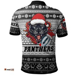 Amazing Aussie Penrith Panthers Custom Penrith Panthers Mascot Knitted Christmas Patterns Polo Shirt