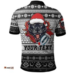 Amazing Aussie Penrith Panthers Custom Penrith Panthers Mascot Knitted Christmas Patterns Polo Shirt