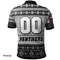 Amazing Aussie Penrith Panthers Custom Penrith Panthers Mascot Knitted Christmas Patterns Polo Shirt