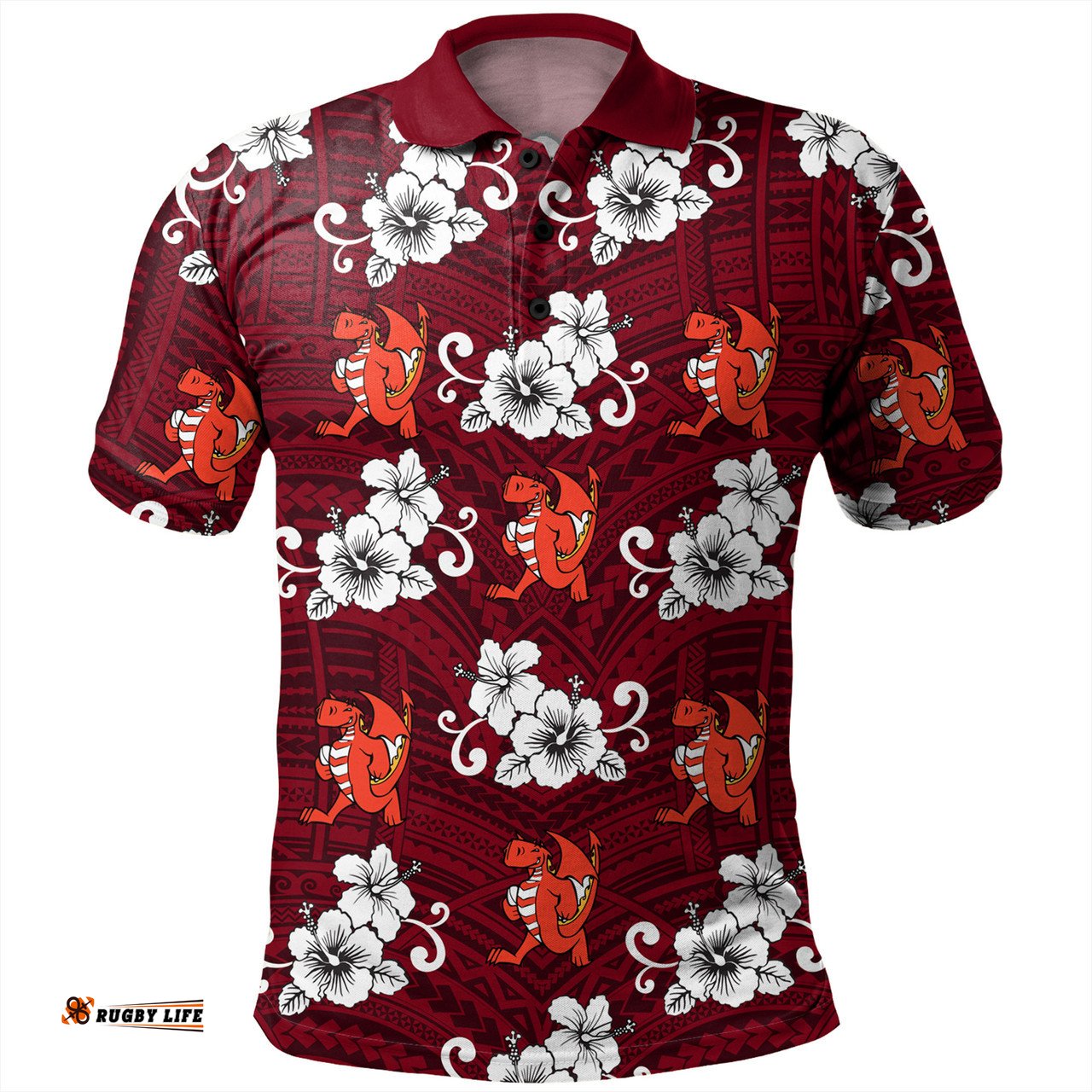 Amazing Aussie St. George Illawarra Dragons Custom St. George Illawarra Dragons With Maori Patterns Polo Shirt