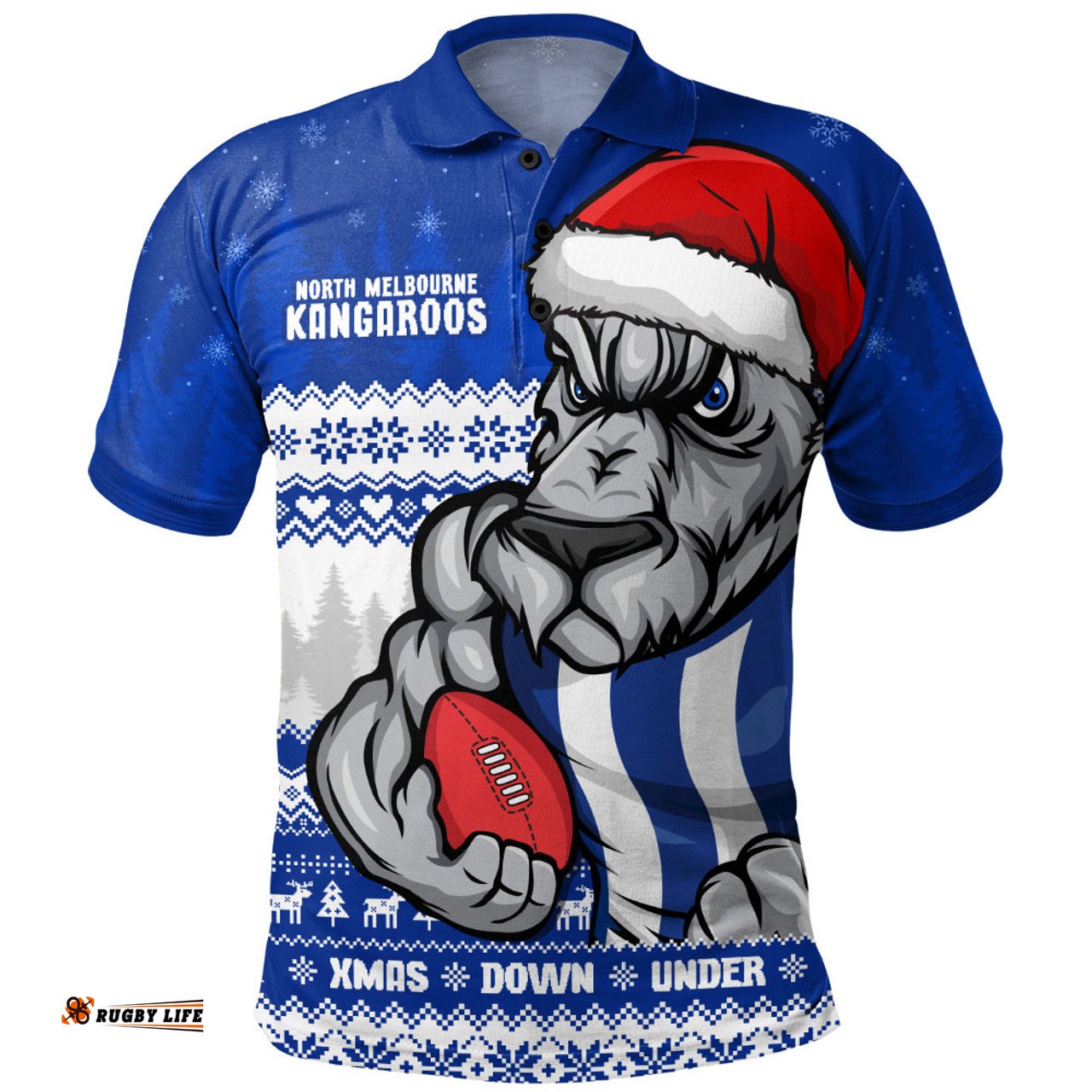 Amazing Aussie North Melbourne Merry Christmas Down Under Footy Power Style Polo Shirt