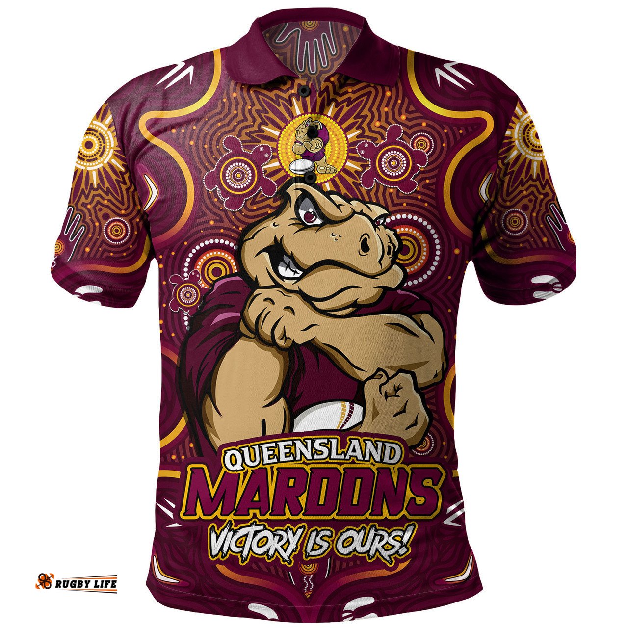 Amazing Aussie Queensland Maroons Aboriginal Pattern Inspired Victory Is Ours Polo Shirt