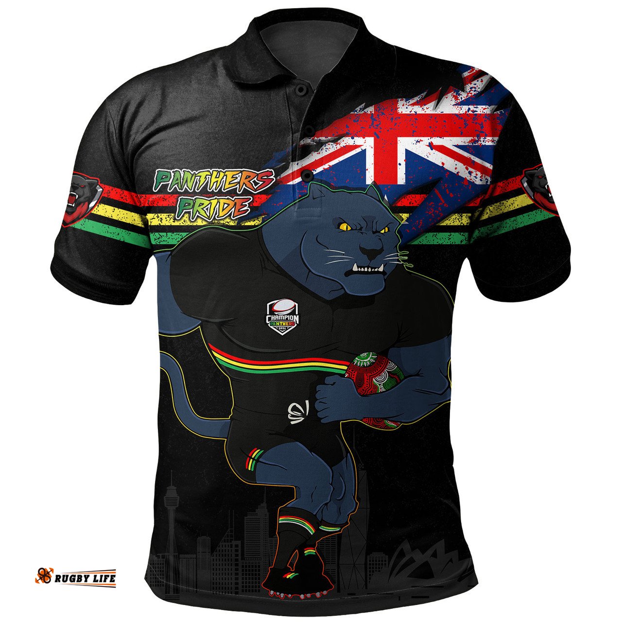 Amazing Aussie Penrith Panthers Custom For Die Hard Fan Australia Flag Scratch Style Polo Shirt