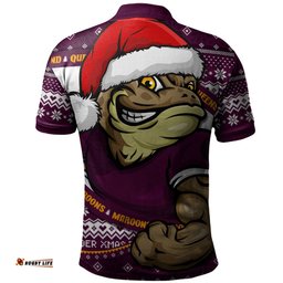 Amazing Aussie Queensland Maroons Ugly Knit Style For Christmas Game Fans Polo Shirt