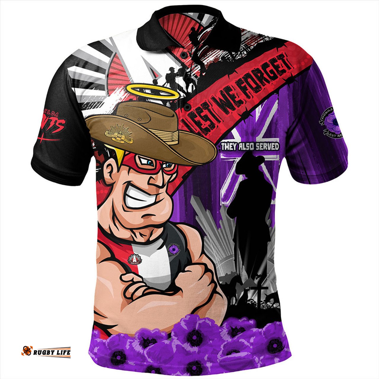 Amazing Aussie St Kilda ANZAC Day Honor Purple Valor And Spirit Polo Shirt