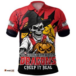 Amazing Aussie St. George Illawarra Dragons Dark Moon Rugby Halloween Battle Edition Polo Shirt