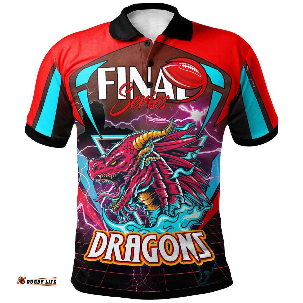 Amazing Aussie St. George Illawarra Dragons Custom Final Series Champions Dragon Personalised Player And Number Polo Shirt