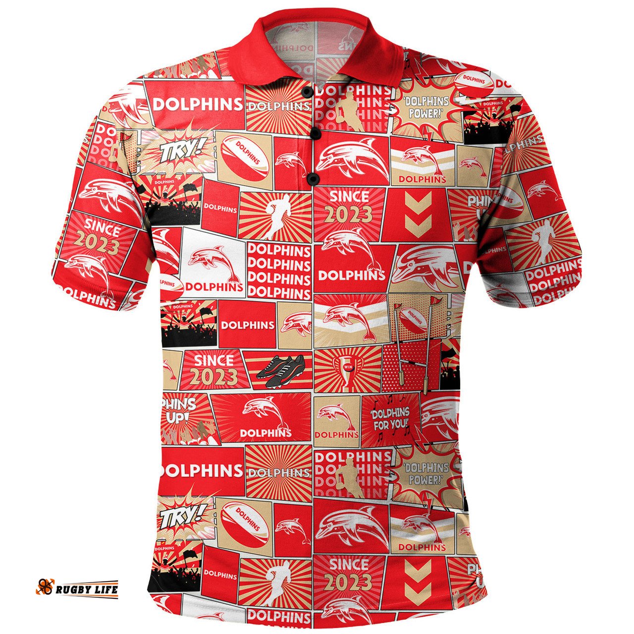 Amazing Aussie Redcliffe Dolphins Team Of Us Die Hard Fan Supporters Comic Style Polo Shirt